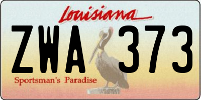 LA license plate ZWA373