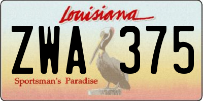 LA license plate ZWA375