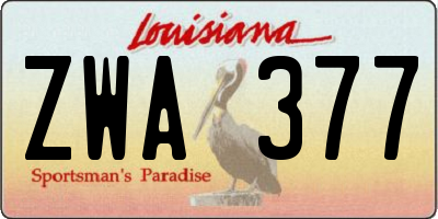 LA license plate ZWA377