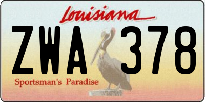 LA license plate ZWA378