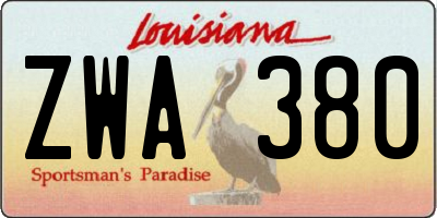 LA license plate ZWA380