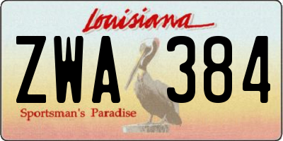 LA license plate ZWA384