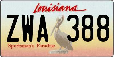 LA license plate ZWA388
