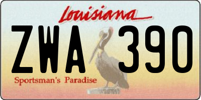 LA license plate ZWA390
