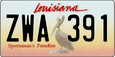 LA license plate ZWA391