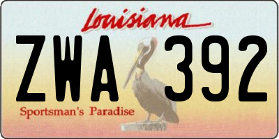 LA license plate ZWA392