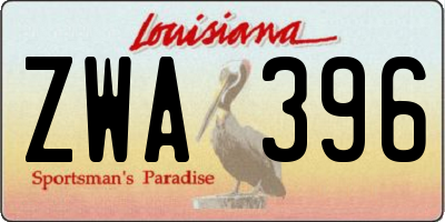 LA license plate ZWA396