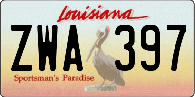 LA license plate ZWA397