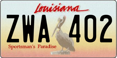 LA license plate ZWA402