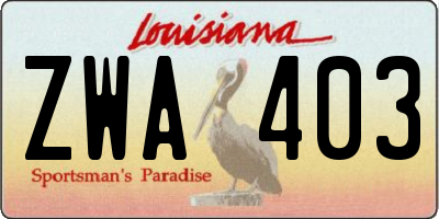LA license plate ZWA403