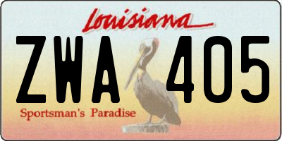 LA license plate ZWA405