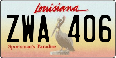 LA license plate ZWA406