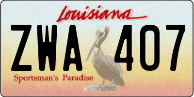 LA license plate ZWA407