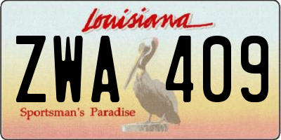 LA license plate ZWA409