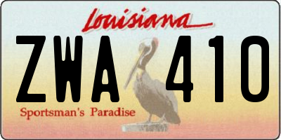 LA license plate ZWA410