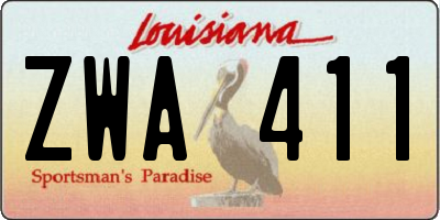 LA license plate ZWA411