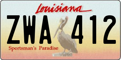 LA license plate ZWA412