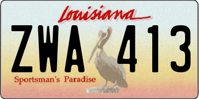 LA license plate ZWA413