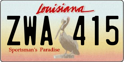 LA license plate ZWA415