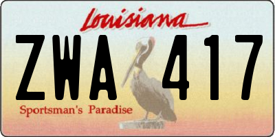 LA license plate ZWA417