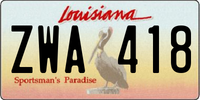 LA license plate ZWA418