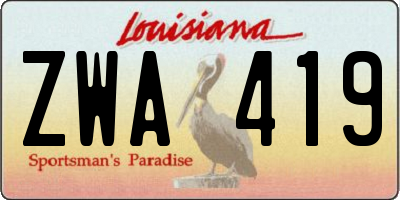 LA license plate ZWA419
