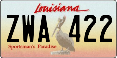 LA license plate ZWA422