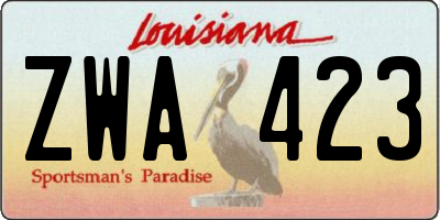 LA license plate ZWA423