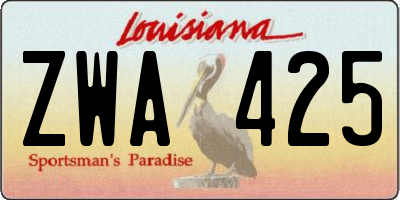 LA license plate ZWA425