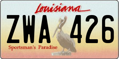 LA license plate ZWA426