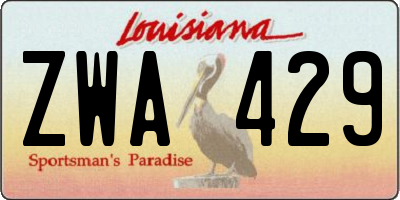 LA license plate ZWA429