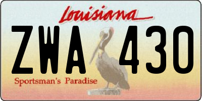 LA license plate ZWA430