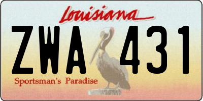 LA license plate ZWA431