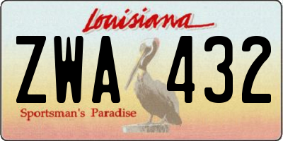 LA license plate ZWA432