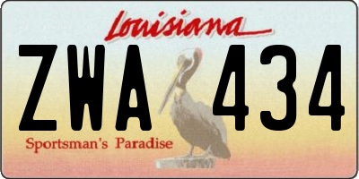 LA license plate ZWA434