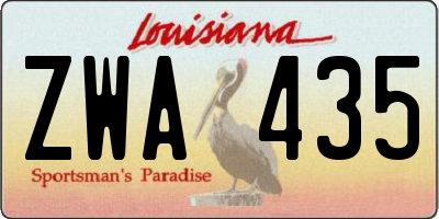 LA license plate ZWA435