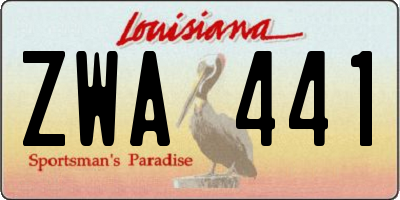 LA license plate ZWA441