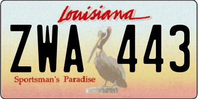 LA license plate ZWA443