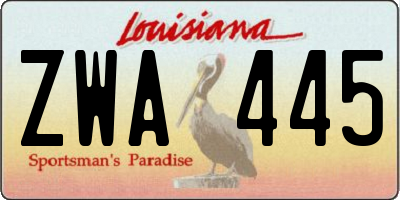 LA license plate ZWA445