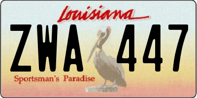 LA license plate ZWA447