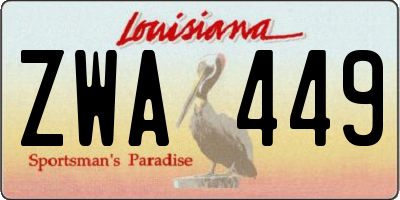 LA license plate ZWA449