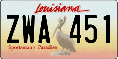 LA license plate ZWA451