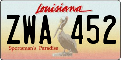 LA license plate ZWA452