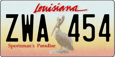 LA license plate ZWA454