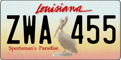 LA license plate ZWA455