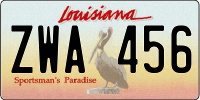 LA license plate ZWA456