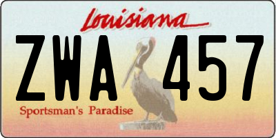 LA license plate ZWA457