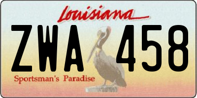 LA license plate ZWA458