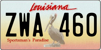 LA license plate ZWA460