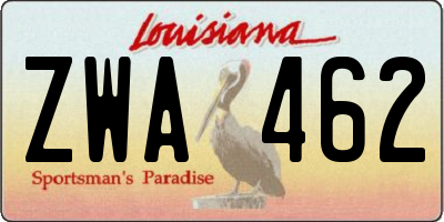 LA license plate ZWA462